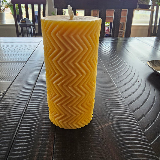 The Bee Hugger Decorative Candle -Tall Chevron